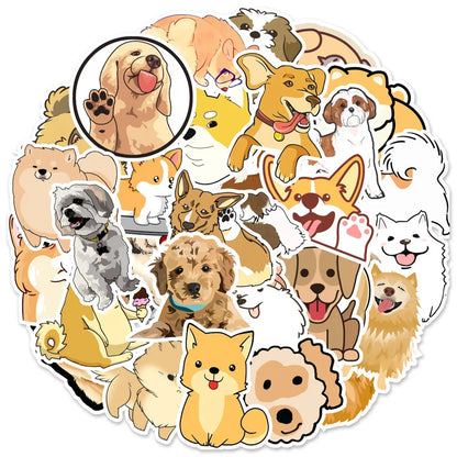 50pcs Cute Pomeranian Shiba Inu Golden Retriever Dog Mixed Cartoon Sticker For IPad Toys Skateboard Refrigerator