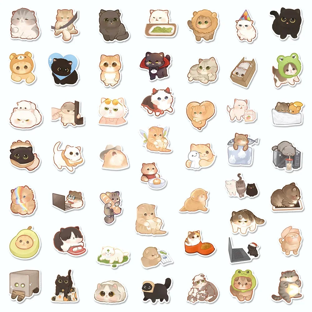 50PCS Cartoon Cute Cat New Personality Graffiti Creative Sticker DIY Guitar Suitcase Helmet Waterproof Notebook