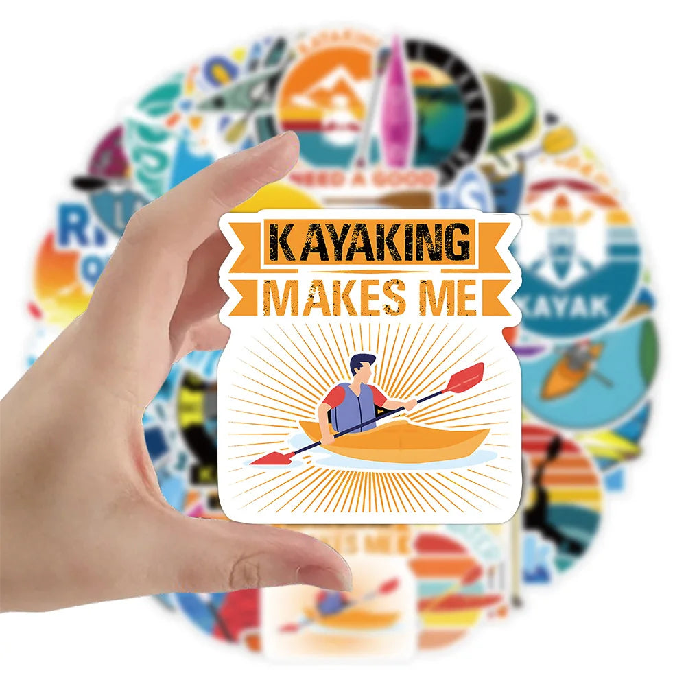 50PCS Cool Popular Cartoon Kayak Skateboard Guitar Decoration Graffiti DIY New Waterproof PVC Manual Sticker Toys