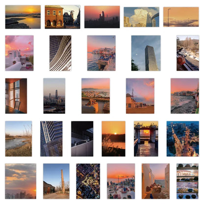 60PCS City Sunset Landscape Graffiti Stickers Personalized Fashion Creative DIY Trend Decorative Stickers Refrigerator Water Cup Guitar Helmet Skateboard Popular Decals Toys
