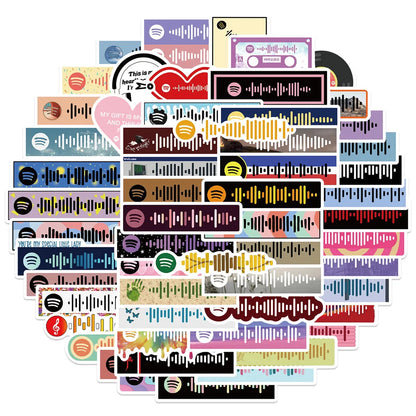 68PCS Color Music Symbols Graffiti Stickers DIY Decorative Luggage Motorcycle Guitar Waterproof Removable