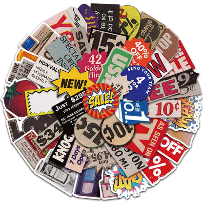 50PCS Personality Pop Style Graffiti Stickers for Luggage Laptop IPad Skateboard Journal Waterproof Stickers