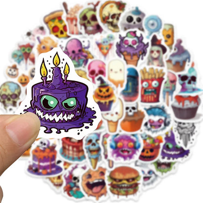 50PCS Cartoon Halloween Pumpkin Skull Spooky Doodle Stickers Exquisite Creative DIY Journal Decorative Decals Suitable for Computer Desks, Chairs, Skateboards, Pencil Cases, and Table Surfaces