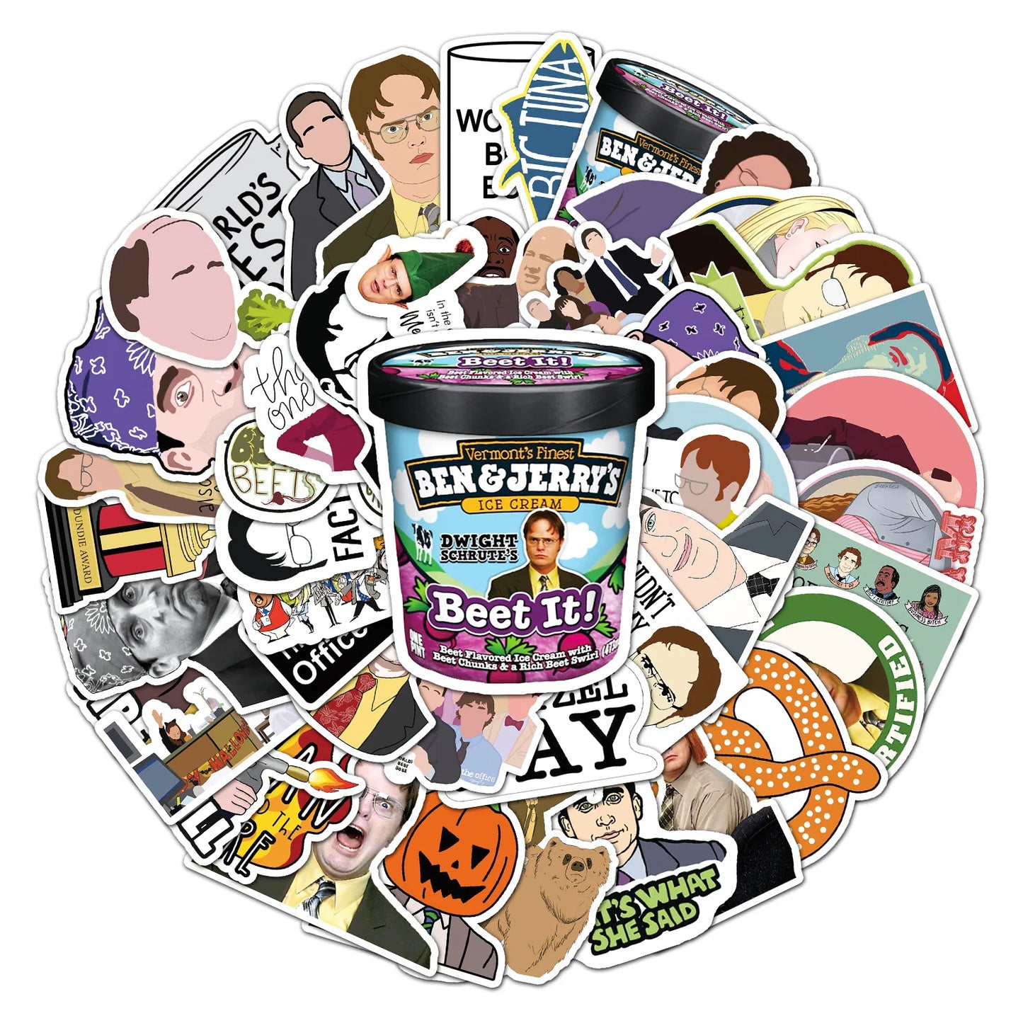 50PCS Cartoon The Office Sticker Graffiti iPad Luggage Computer Guitar DIY Scrapbook Wall Sticker Toy Decoration