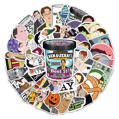 50PCS Cartoon The Office Sticker Graffiti iPad Luggage Computer Guitar DIY Scrapbook Wall Sticker Toy Decoration