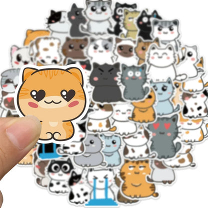 50PCS Cute Cat Expression Personality Graffiti Sticker Suitcase Skateboard Helmet DIY Guitar Notebook Waterproof
