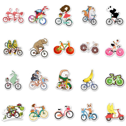 50PCS Sports Cute Cartoon Bicycle Sticker Kids Toys Graffiti Diary Trolley Case Laptop Waterproof Ipad Sticker
