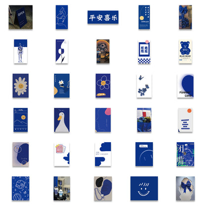 50PCS Klein Blue Mood Stickers - Calming Color Therapy Decals for Anxiety Journals, Planners, Laptops & Mental Wellness Gifts