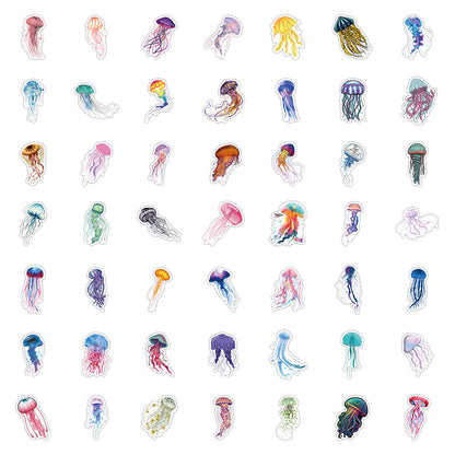 50PCS Medusan Consciousness Stickers - Bioluminescent Sentience Decals for Pre-Nervous System Journals, Neural Network Precursor Maps & Mind Without Brain Studies
