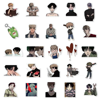 50 pieces of cartoon and anime killing and tracking graffiti stickers, personalized, fashionable and creative DIY trendy and exquisite decorative stickers, refrigerator, guitar, helmet, skateboard, water cup, popular decal toys
