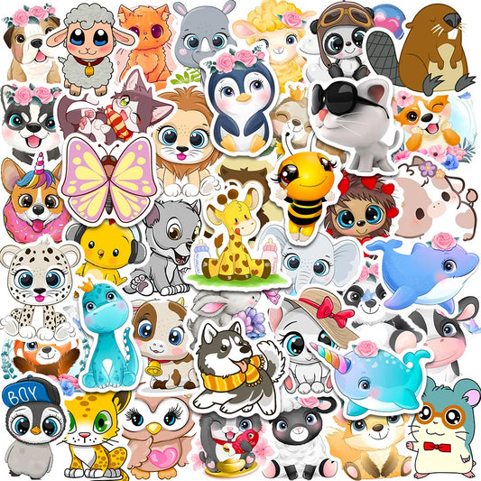 50PCS Cartoon Cute Animal Stickers Graffiti iPad Desk Notebook Helmet  Computer Pattern Scrapbook Toy Decoration