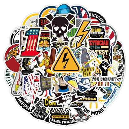 50PCS Welding Machine Electric Graffiti Sticker DIY Luggage Bicycle Guitar Skateboard Water Cup Helmet Waterproof