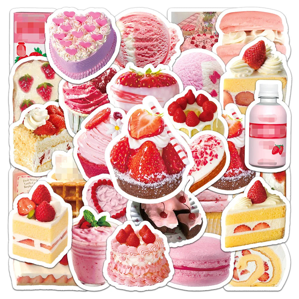 50PCS Cake & Dessert Stickers - Sweet Food Decals for Planners, Water Bottles, Baking Journals & Food Lover Gifts