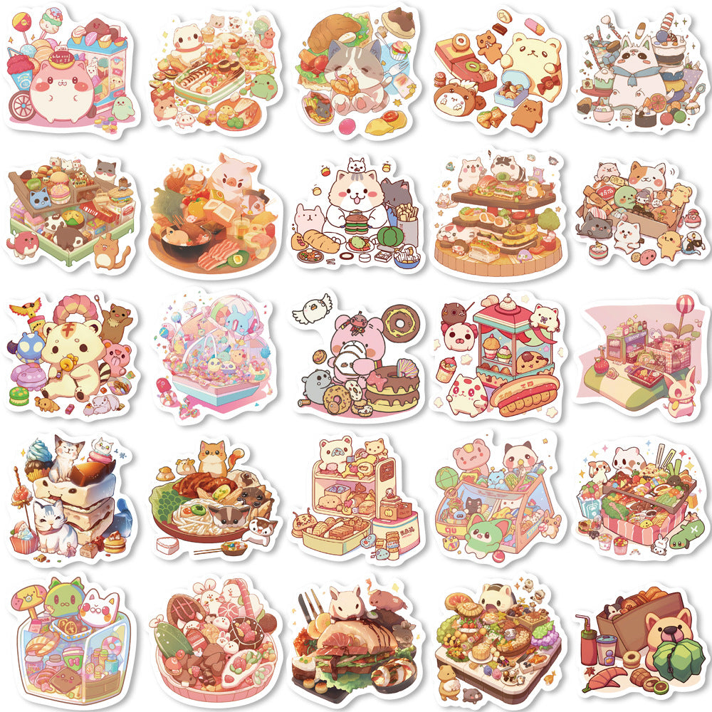 50PCS Food Chain Semiotics Stickers - Culinary Hierarchy Decals for Interspecies Culinary Politics, Carnivore-Herbivore Ethics & Anthropomorphic Diet Maps