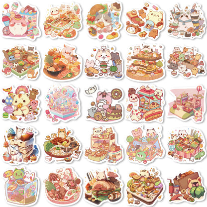 50PCS Food Chain Semiotics Stickers - Culinary Hierarchy Decals for Interspecies Culinary Politics, Carnivore-Herbivore Ethics & Anthropomorphic Diet Maps