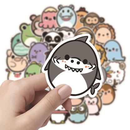 50PCS Cartoon Roly-Poly Animal Stickers - Kawaii Self-Righting Toy Doodle Decals for Journals, Nursery Decor & Resilience-Themed Gifts