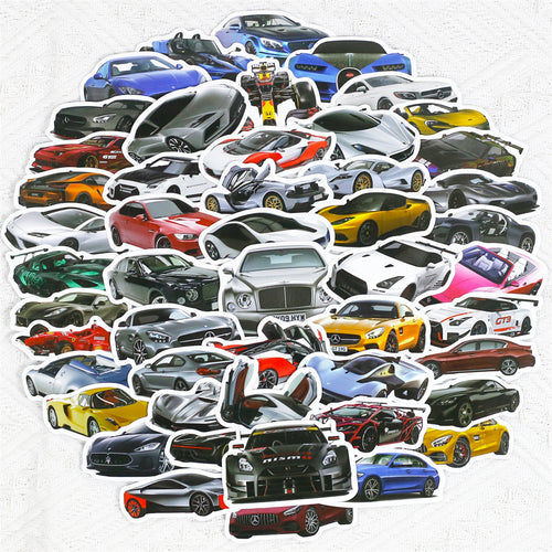 50PCS Cool Racing Car Stickers - Speed Sport Decals for Laptops, Water Bottles, Cars & Motorsport Fan Gifts