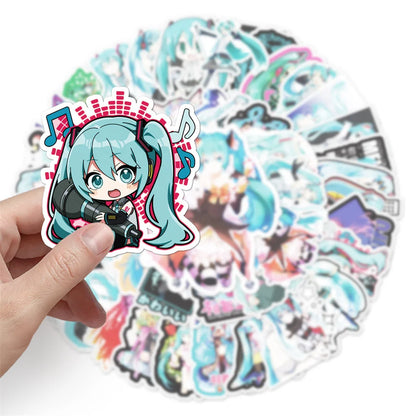 50PCS Cartoon Cute Miku Anime Graffiti Stickers for Luggage Laptop IPad Skateboard Gift Phone Case Car Stickers