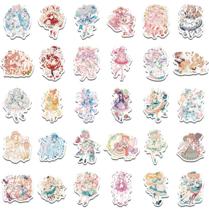 60 pieces of cartoon character graffiti stickers for middle school girls, personalized and fashionable DIY exquisite creative decorative decals, skateboards, refrigerators, water cups, helmets, and popular stickers