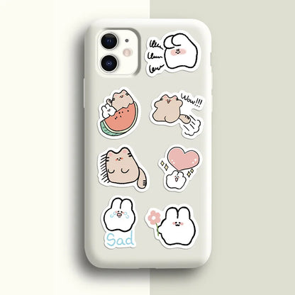 60PCS of cute cartoon cat and rabbit graffiti stickers, personalized, fashionable and creative DIY exquisite decorative stickers, laptop, toy, skateboard, luggage, mobile phone, helmet and popular stickers