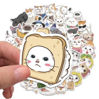 62PCS Cute Cartoon Cat Stationery Sticker Luggage Computer IPad Skateboard Helmet Water Cup Waterproof Sticker