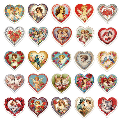 50PCS Cartoon Retro Cupid Doodle Stickers Exquisite Fashion Creative DIY Journal Decorative Decals Suitable for Phone Cases, Laptops, Skateboards, Guitars, Helmets, and Stationery Boxes