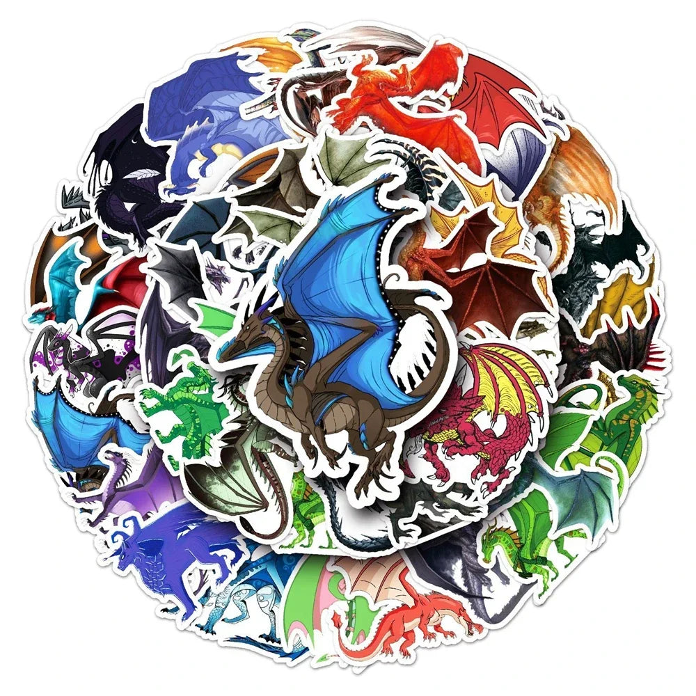 50PCS Cartoon Dragon Cool Animal Creative Graffiti Sticker Bike Skateboard Refrigerator Helmet Laptop Suitcase