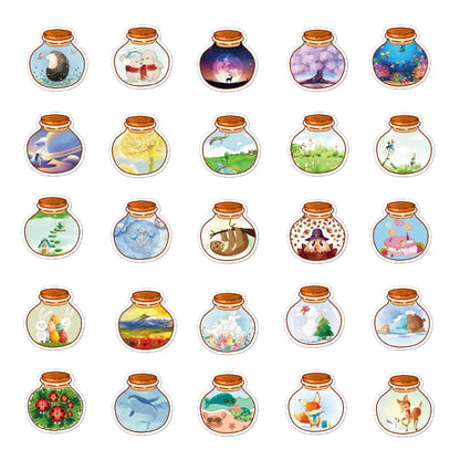 50PCS Cartoon Cute Ins Style Bottle Sticker for Luggage Laptop DIY IPad Bike Stationery Journal Water Cup Helmet