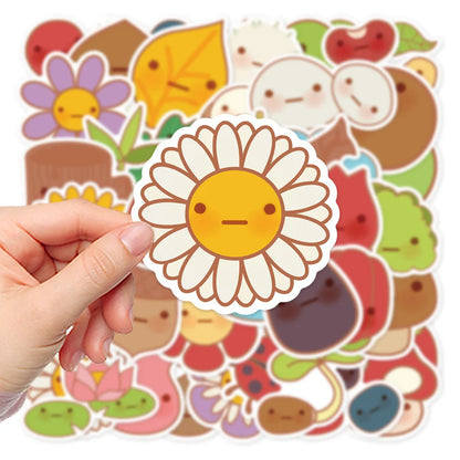 43PCS Cartoon Cute Plants Graffiti Stickers Personality Fashion Creative DIY Decoration Stickers Refrigerator Water Cup Skateboard Guitar Helmet Popular Decals Toys