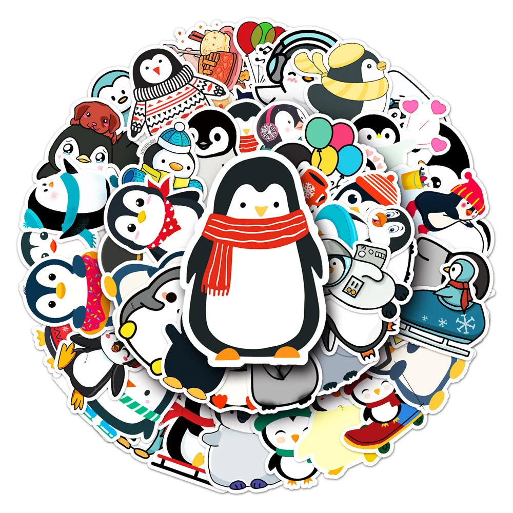 50PCS  NewDIY Penguin Cartoon Personality Creative Computer LuggageCar Table Chair Decoration Waterproof Sticker