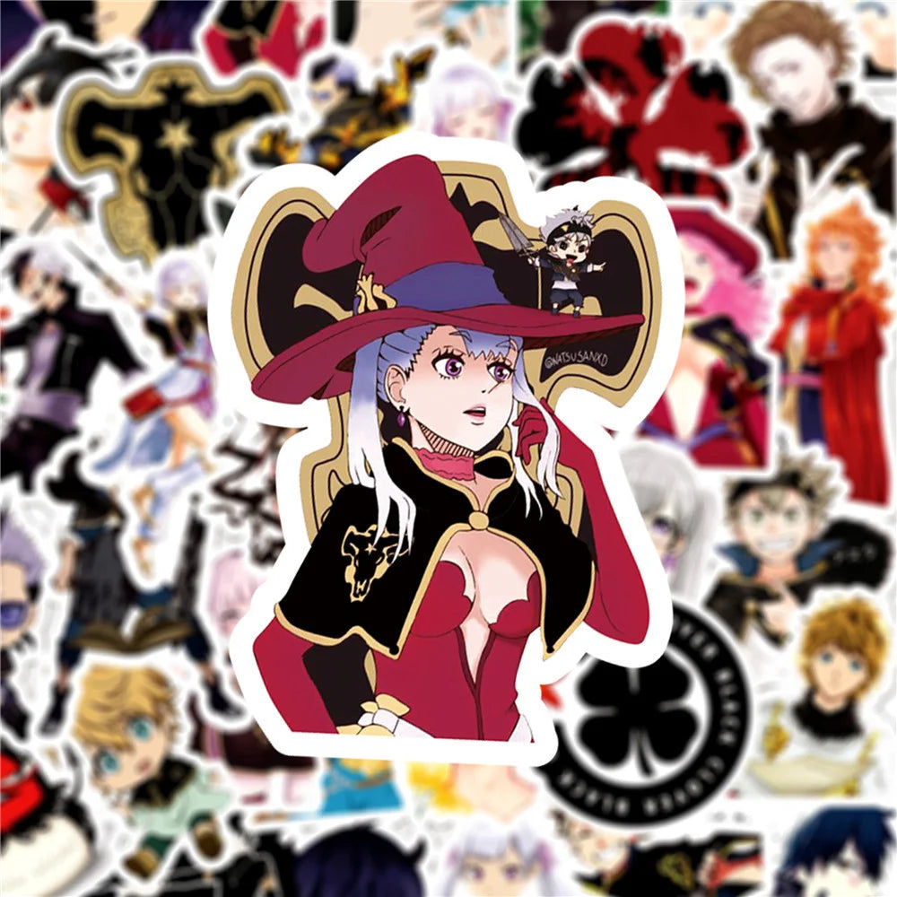 50PCS Black Clover Animation Graffiti Waterproof Stickers Personalized Creative Decoration Trend Refrigerator Cup