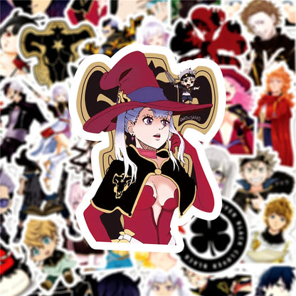 50PCS Black Clover Animation Graffiti Waterproof Stickers Personalized Creative Decoration Trend Refrigerator Cup