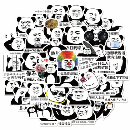 50PCS Cartoon Panda Sticker Animal Graffiti Luggage Helmet Car Guitar DIY Wall Sticker Toy Waterproof Decoration
