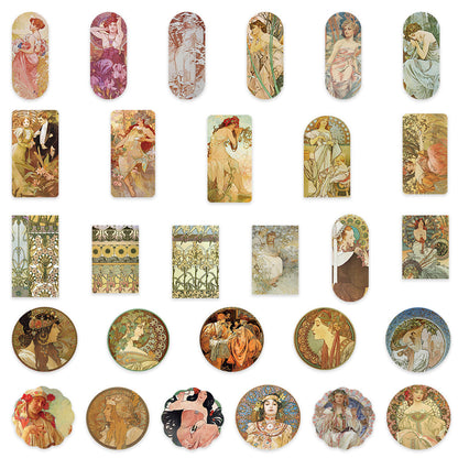 50PCS Vintage Portrait Doodle Stickers, Retro Cartoon People Decals for Journals, Planners, and Artistic Projects