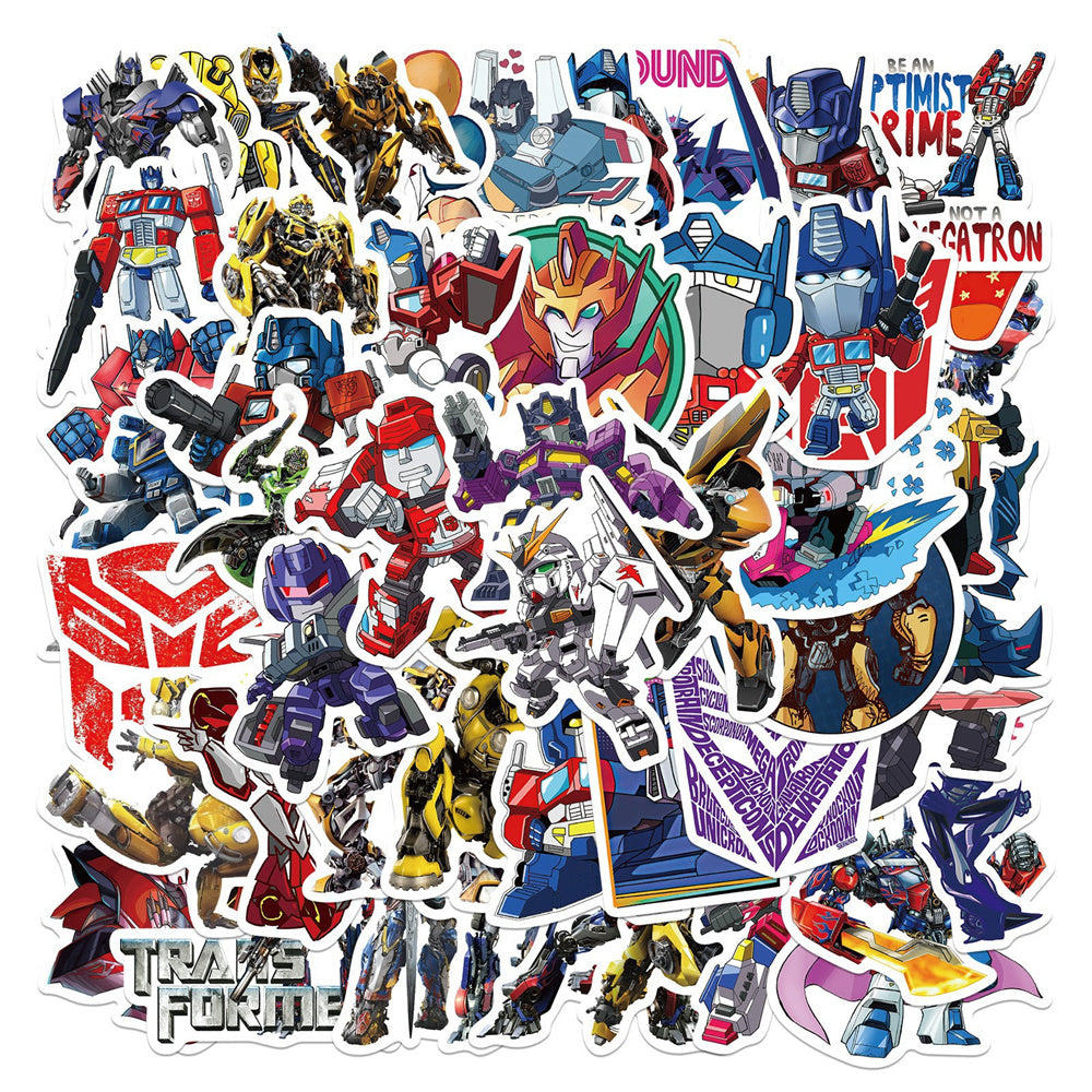 50PCS Transformers Graffiti Stickers for Trunks, Laptops, Skateboards, Refrigerators, Helmets, Water Bottles, Stationery Boxes, and More—Exquisite DIY Desktop Decor Decals