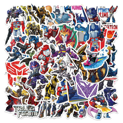 50PCS Transformers Graffiti Stickers for Trunks, Laptops, Skateboards, Refrigerators, Helmets, Water Bottles, Stationery Boxes, and More—Exquisite DIY Desktop Decor Decals