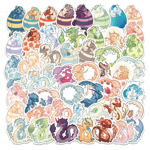 50 pieces of cartoon dragon graffiti stickers, suitable for bicycles, skateboards, cars, helmets, and laptop decorative sticker toys