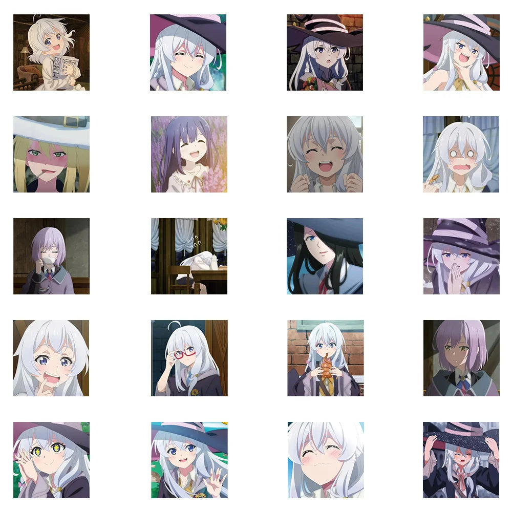 62PCS Anime Cartoon Cute Witch Trip Graffiti Stickers Personalized Fashion Creative DIY Decorative Stickers Luggage Laptop IPad Skateboard Helmet Popular Decals Toys