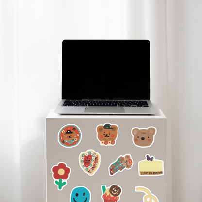 40PCS Korean Adorable Creamy Texture Drawing Series Doodle Stickers Exquisite Creative DIY Journal Decorative Decals Suitable for Bags, Helmets, Skateboards, Laptops, and Stationery Cases