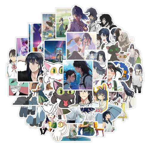 50PCS Anime Stickers: Makoto Shinkai's Haruhi Travel Doodle Collection Exquisite, Fashionable, Creative DIY Decorative Stickers for Notebooks Perfect for Skateboards, Laptops, Water Bottles, Helmets, and Stationery Cases