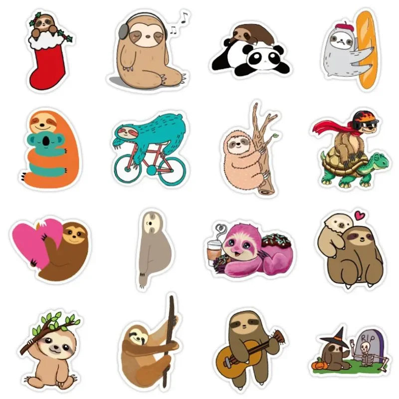 50PCS Cute Lazy Animal Cartoon Graffiti Refrigerator Luggage Skateboard DIY Guitar Helmet Cup Waterproof Sticker