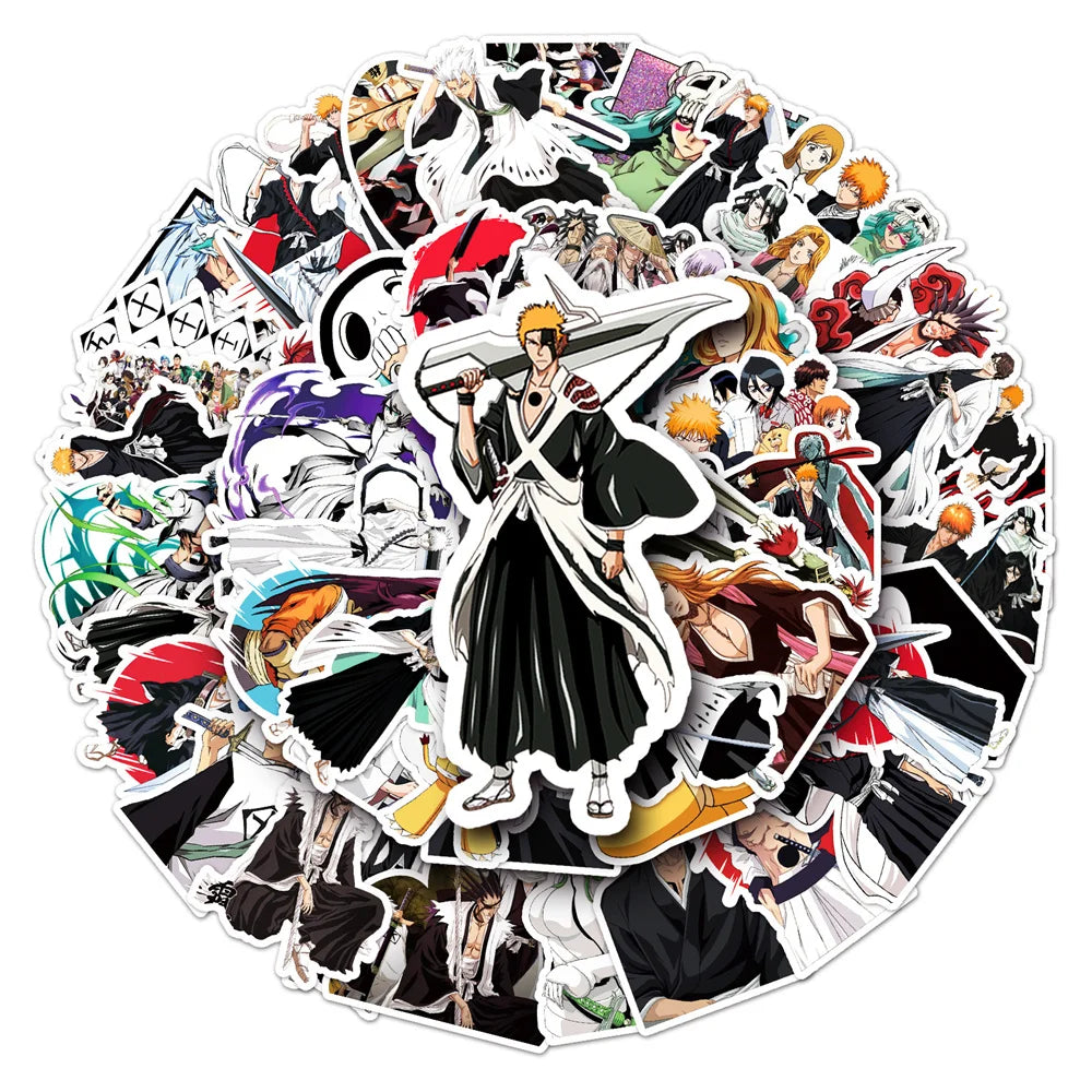 50pcs New Japanese Anime Bleach Character Graffiti Sticker For Luggage Laptop Ipad Skateboard Motorcycle Sticker