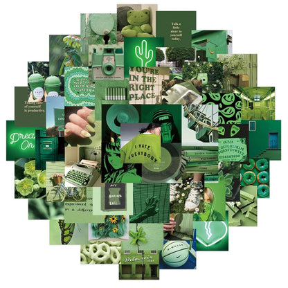 50PCS Green Personalized Landscape Painting Graffiti Sticker Suitcase Guitar Car Computer Waterproof PVC WaterCup