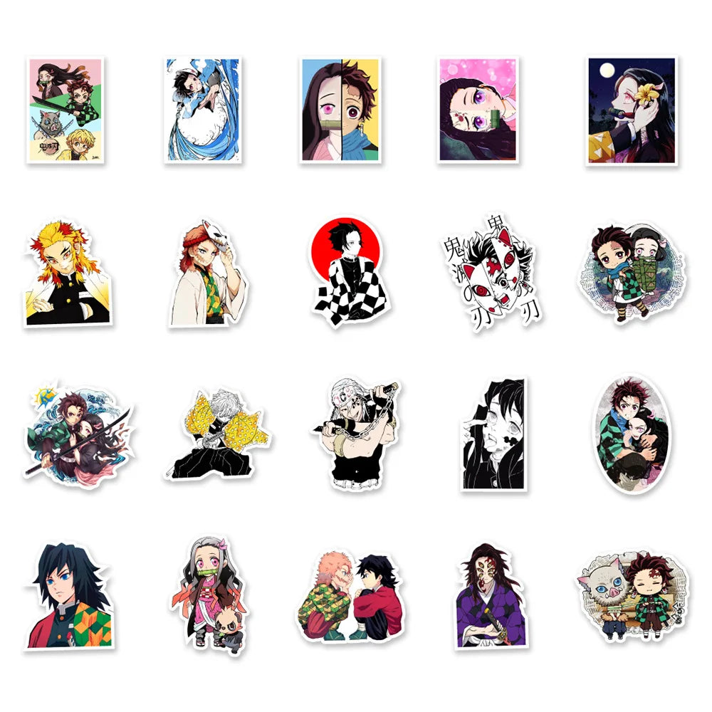 50PCS Demon Slayer Kimetsu no Yaiba Inspired Stickers - Anime Breath Style Doodle Decals for Trauma Transformation Journals, Demonized Emotion Maps & Sword Cultivation Projects