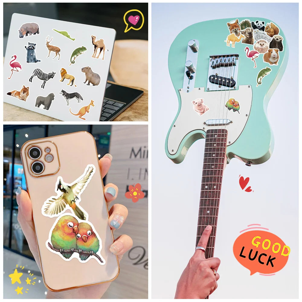 50PCS Zoo Series Cartoon Graffiti Waterproof Stickers Personalized Creative Decoration Refrigerator SkateboardCup