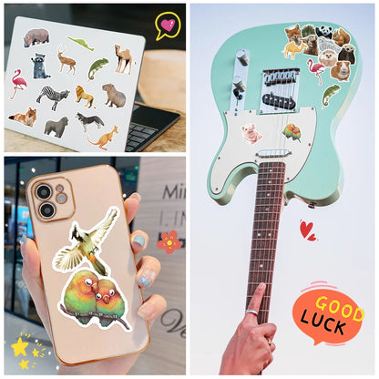 50PCS Zoo Series Cartoon Graffiti Waterproof Stickers Personalized Creative Decoration Refrigerator SkateboardCup