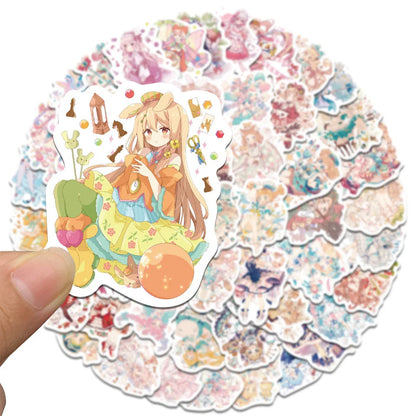 60 pieces of cartoon character graffiti stickers for middle school girls, personalized and fashionable DIY exquisite creative decorative decals, skateboards, refrigerators, water cups, helmets, and popular stickers