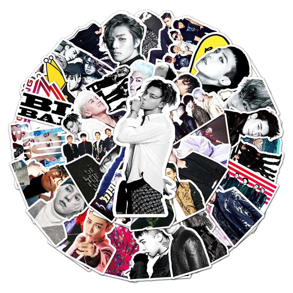 50pcs Korean Pop Boy Group Big Bang Sticker For Luggage Laptop Ipad Skateboard Guitar Mug Notebook Mug Sticker