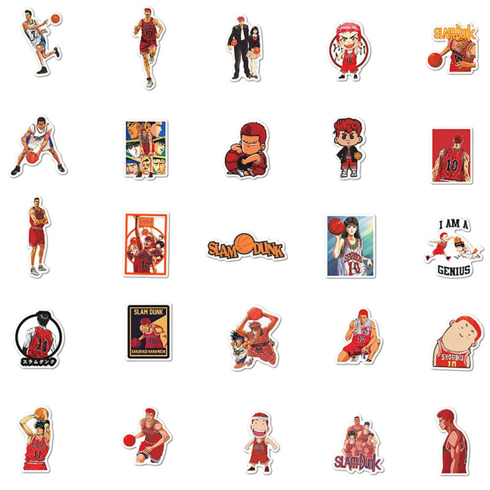 50PCS Anime Slam Dunk Graffiti Waterproof Sticker Creative Decorative Decal Refrigerator Skateboard Helmet Guitar