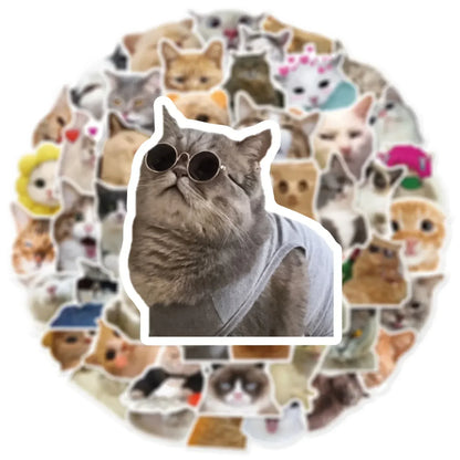 50PCS Fashionable Cute Cartoon Cat Graffiti Sticker Decoration DIY Guitar Laptop Mobile Phone Luggage  Notebook
